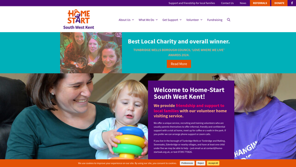 Screenshot of the Home-Start South West Kent website