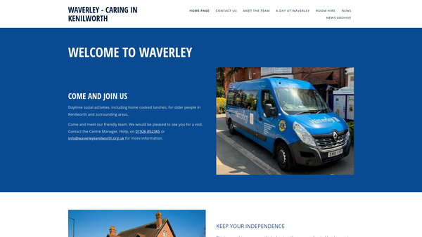 Screenshot of the Kenilworth Community Care website