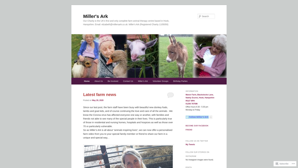 Screenshot of the Miller's Ark website