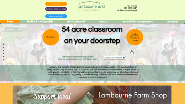 Screenshot of the Lambourne End Ltd website