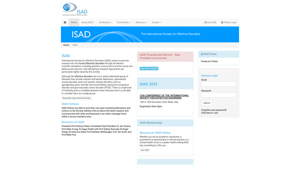 Screenshot of the The International Society For Affective Disorders website