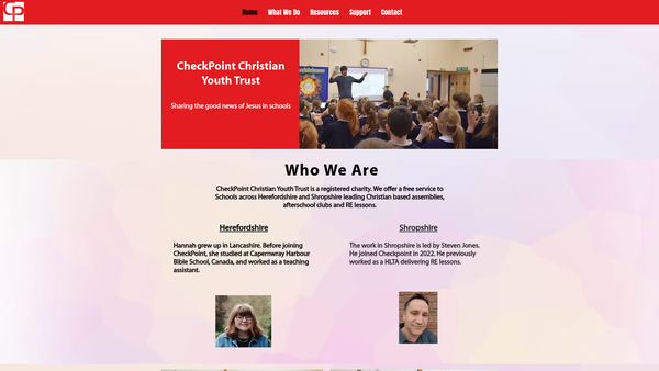 Screenshot of the Checkpoint Christian Youth Trust website