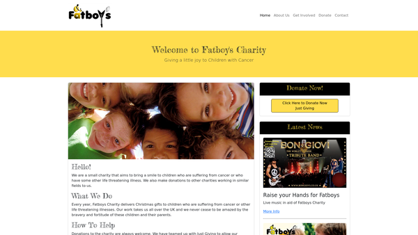 Screenshot of the Fatboy's website