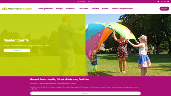 Screenshot of the Menter Iaith Sir Caerffili website