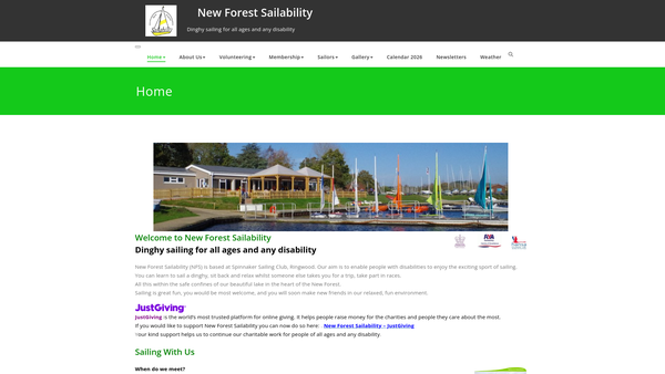 Screenshot of the New Forest And District Sailability website