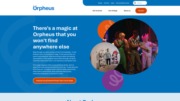Screenshot of the The Orpheus Centre Trust website