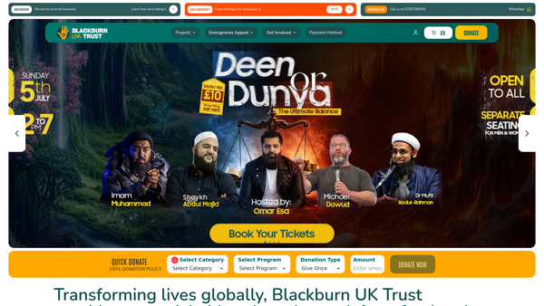 Screenshot of the Blackburn U.K. Trust website