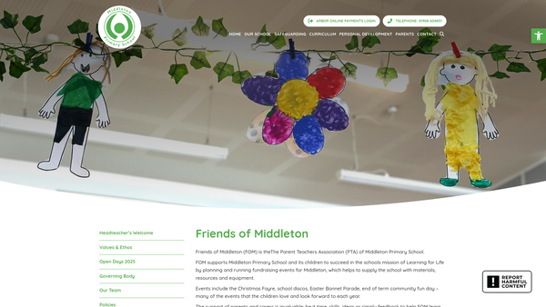 Screenshot of the Friends Of Middleton website