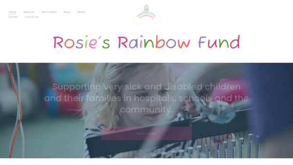 Screenshot of the Rosie's Rainbow Fund website