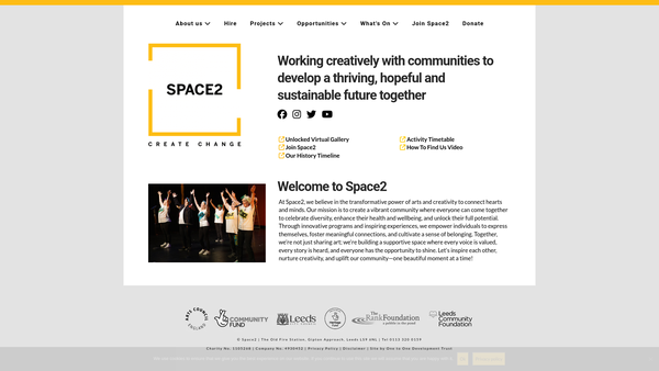 Screenshot of the Space2 Leeds website
