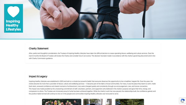 Screenshot of the Inspiring Healthy Lifestyles website