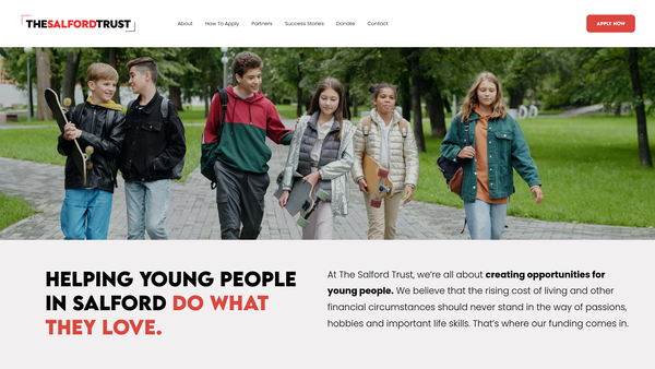 Screenshot of the The Salford Trust website