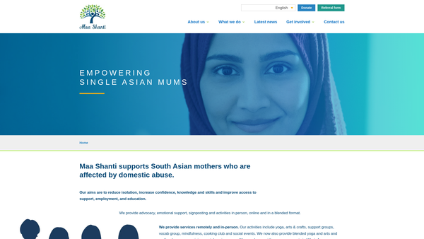 Screenshot of the Maa Shanti Ltd website