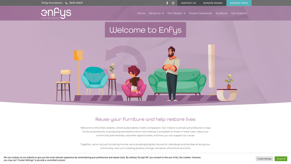 Screenshot of the Enfys Foundation website