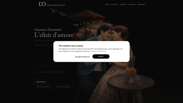 Screenshot of the Dorset Opera website