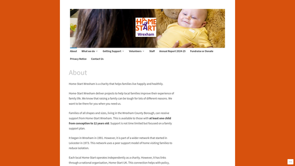 Screenshot of the Home-Start County Borough Of Wrexham website