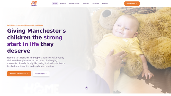 Screenshot of the Home-Start Manchester website