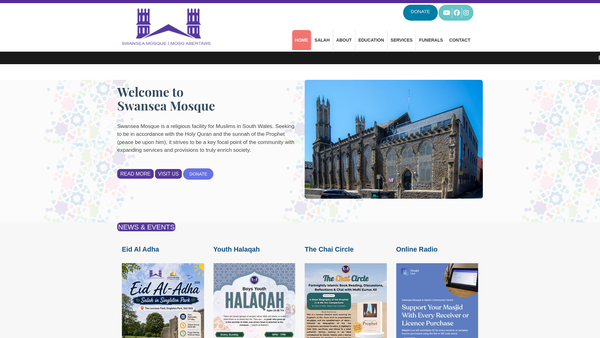Screenshot of the Swansea Mosque And Islamic Community Centre website