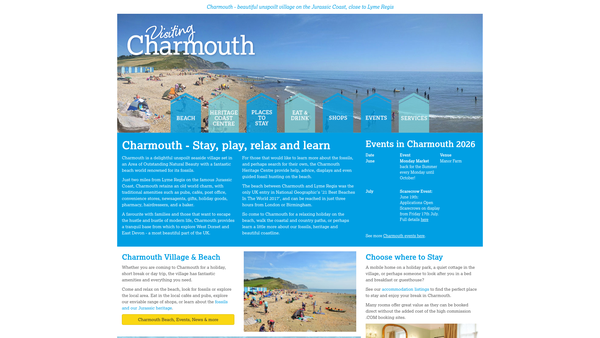 Screenshot of the Charmouth Heritage Coast Centre website