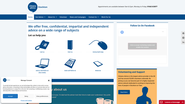 Screenshot of the Stockton And District Advice And Information Service website