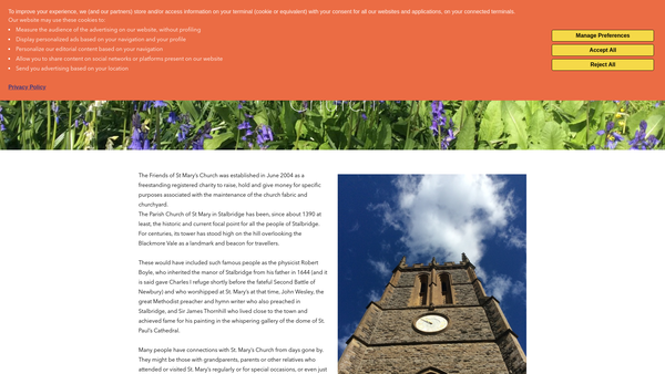 Screenshot of the Friends Of St Mary's Church Stalbridge website