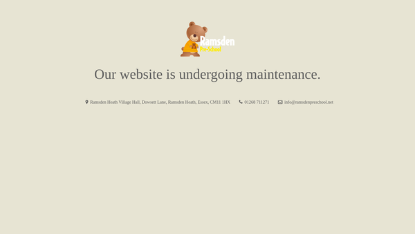 Screenshot of the Ramsden Pre-School website