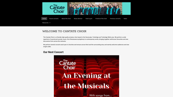Screenshot of the The Cantate Choir (Kent) website