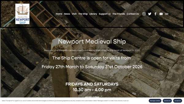 Screenshot of the Friends Of The Newport Ship website