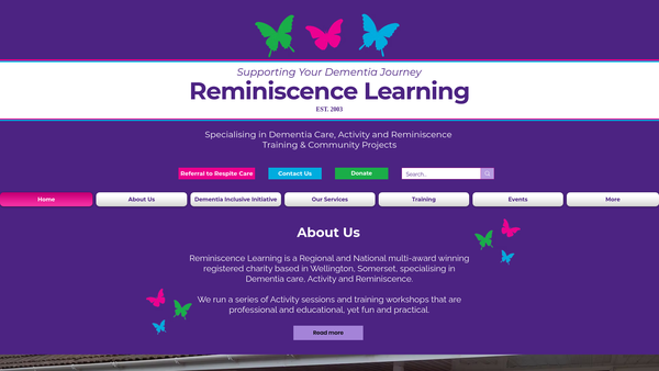 Screenshot of the Reminiscence Learning website