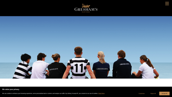 Screenshot of the Gresham's School website