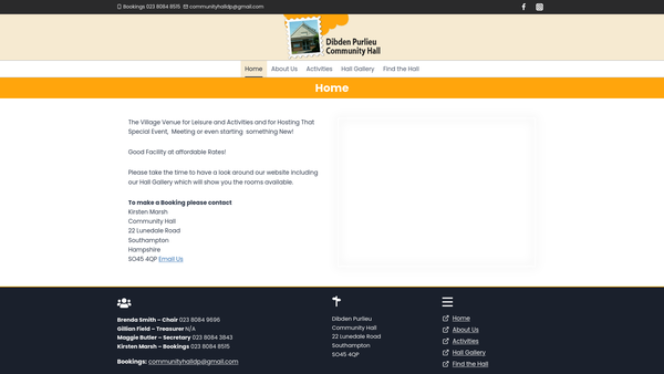 Screenshot of the W.I. Community Hall website