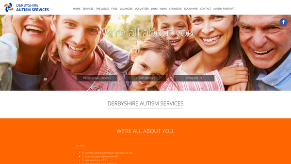 Screenshot of the Derbyshire Autism Services website