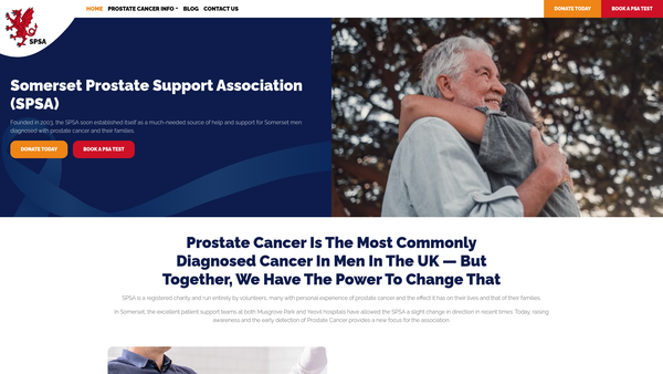 Screenshot of the Somerset Prostate Support Association website
