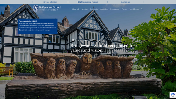 Screenshot of the Bridgewater School website