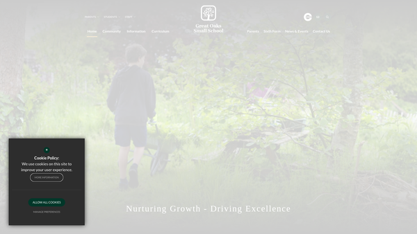 Screenshot of the Great Oaks Small School website