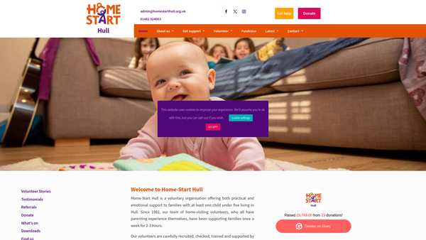 Screenshot of the Home-Start (Hull) website