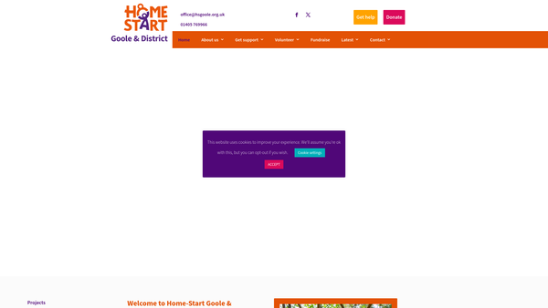 Screenshot of the Home-Start Goole & District website