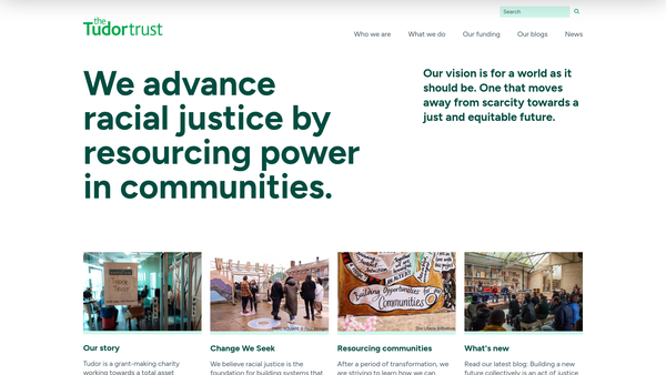 Screenshot of the The Tudor Trust website