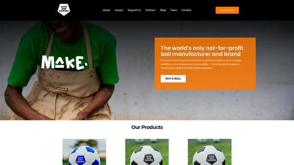 Screenshot of the Alive And Kicking U.K. website