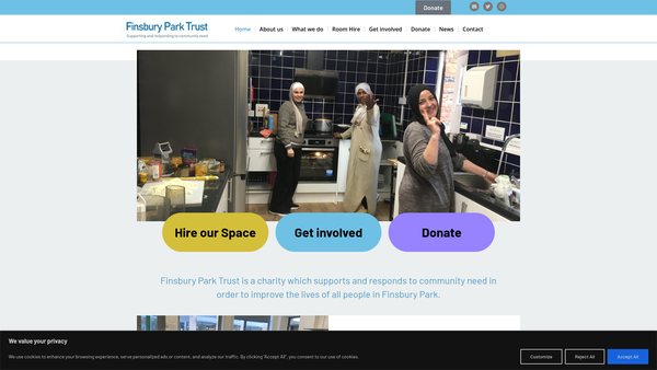 Screenshot of the Finsbury Park Trust website