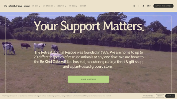 Screenshot of the The Retreat Animal Rescue website