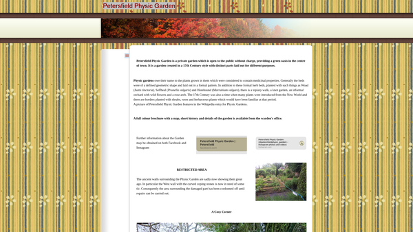 Screenshot of the Friends Of Petersfield Physic Garden website