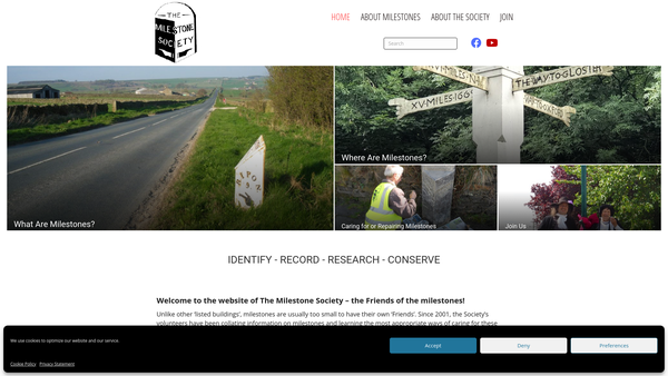 Screenshot of the The Milestone Society website