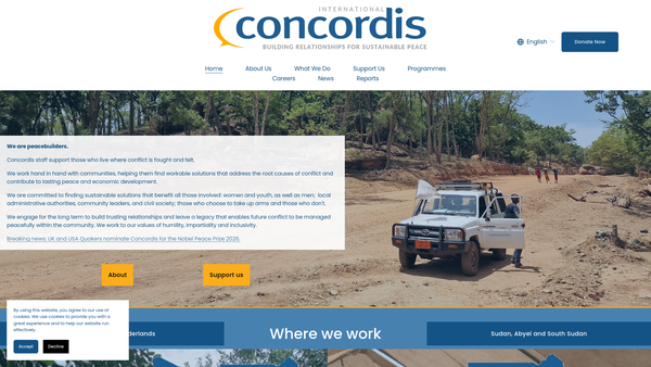 Screenshot of the Concordis International Trust website