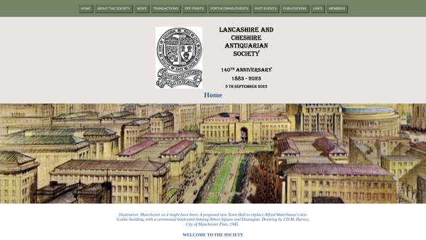 Screenshot of the Lancashire And Cheshire Antiquarian Society website