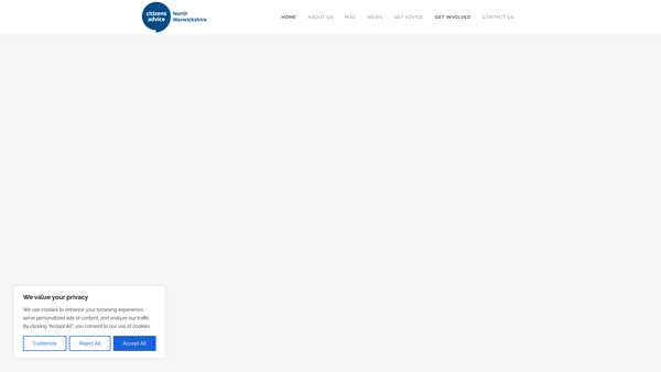 Screenshot of the North Warwickshire Citizens Advice Bureau website