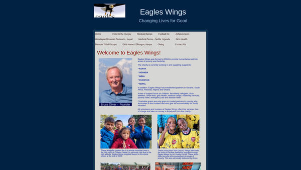 Screenshot of the Eagles Wings website