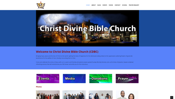 Screenshot of the Christ Divine Ministries website