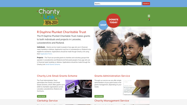 Screenshot of the R. Daphne Plunket Charitable Trust website