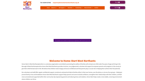 Screenshot of the Home-Start West Northants website
